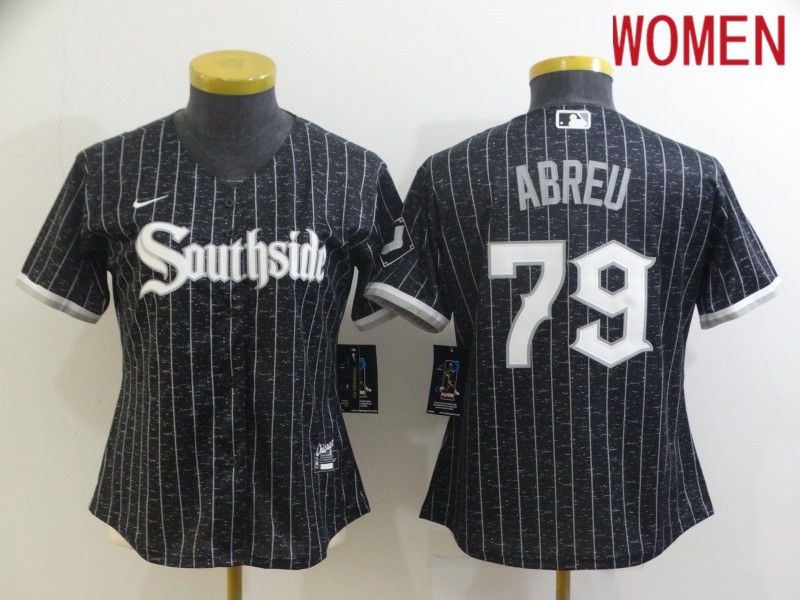 Women Chicago White Sox #79 Abreu City Edition Black Game Nike 2021 MLB Jersey->chicago white sox->MLB Jersey
